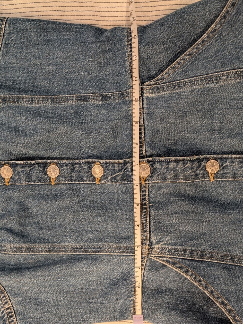 Levi's Light Blue Denim Button-Front Mini Dress with Straps - Picture 7 of 8